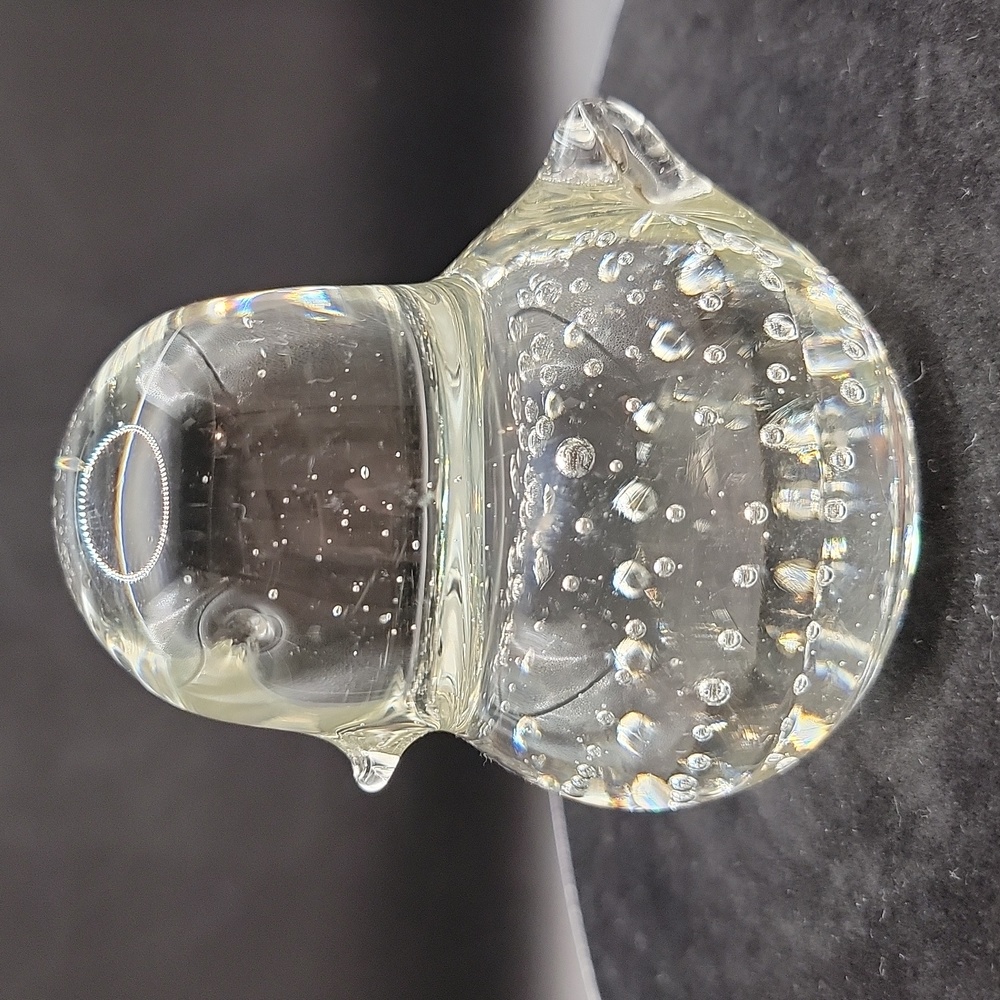 Vintage Norcrest Controlled Bubble Clear Glass Duckling Paperweight